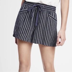 GAP Linen Blend Striped Pull-On Shorts Navy White M Preppy Nautical Coastalcore